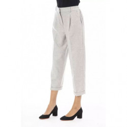 Pantaloni eleganti grigi in misto lana da donna - W48