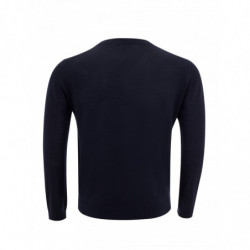 Maglione basic in lana girocollo blu - XS