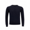 Maglione basic in lana girocollo blu - S