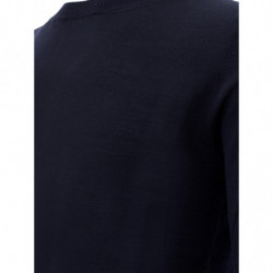 Maglione basic in lana girocollo blu - S