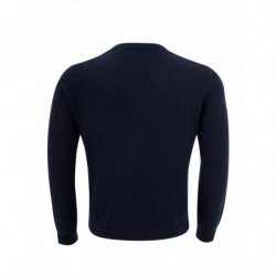 Maglione girocollo basic in misto cashmere blu - XL