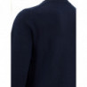 Maglione girocollo basic in misto cashmere blu - XL