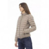 Giacca da donna trapuntata beige chic con cappuccio - XL