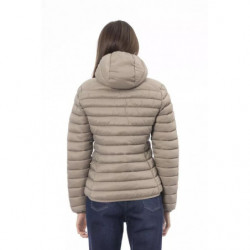 Giacca da donna trapuntata beige chic con cappuccio - XL