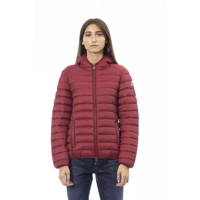 Elegante giacca trapuntata rossa con cappuccio - XL