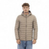 Giacca trapuntata beige con cappuccio da uomo - L