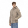 Giacca trapuntata beige con cappuccio da uomo - L