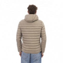 Giacca trapuntata beige con cappuccio da uomo - S