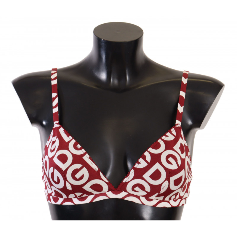Intimo reggiseno cotone senza ferretto stampa DG rosso bianco - IT1