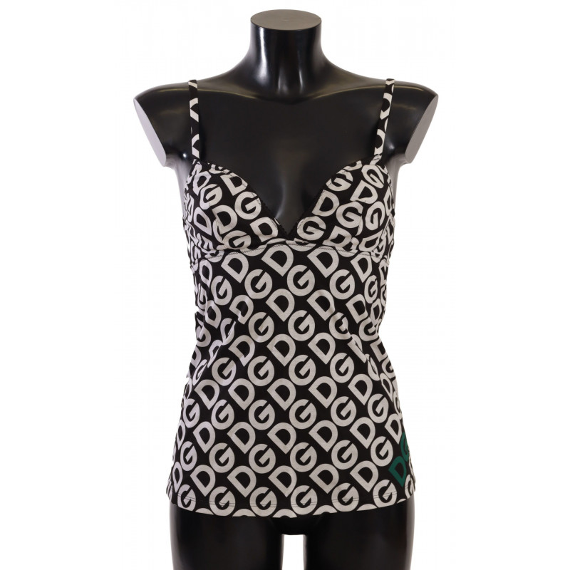 Intimo top a canotta con stampa logo bianco nero - IT5 - XL