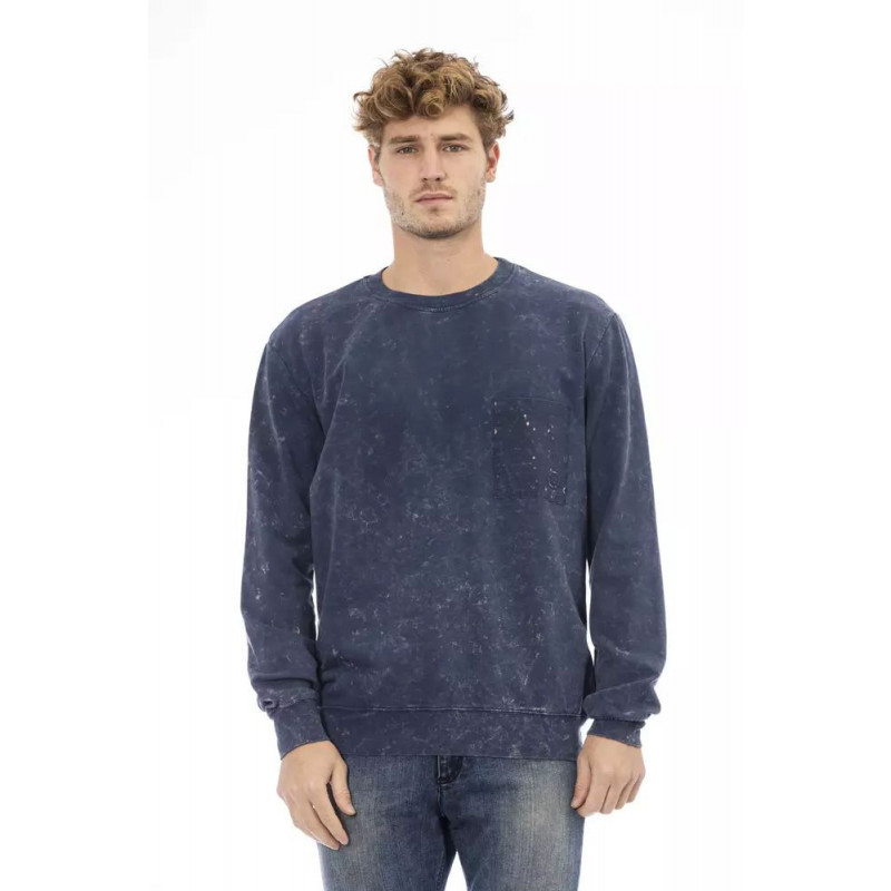 Elegante Maglione Girocollo In Pile Blu - L