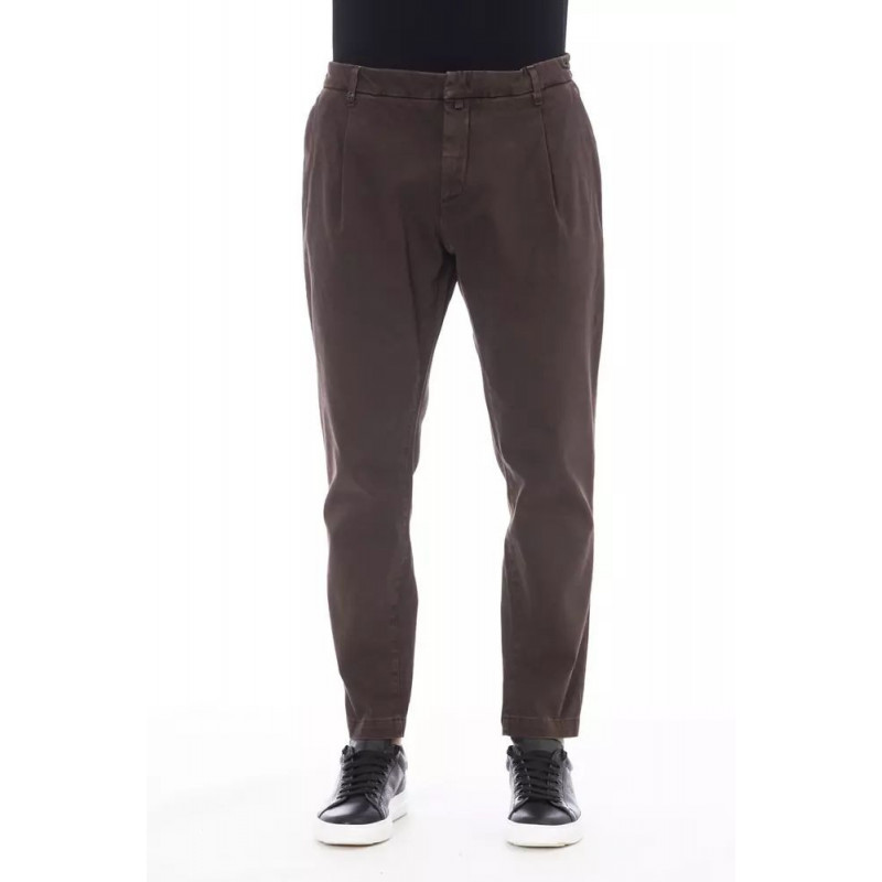 Pantaloni chic in misto cotone marrone - W54