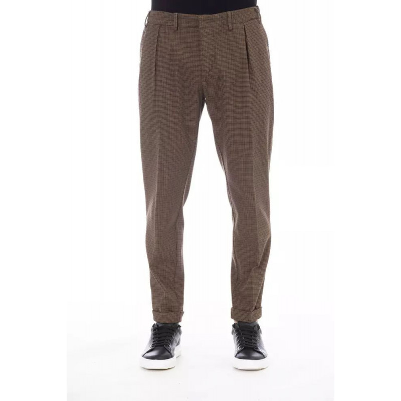Pantaloni chic in misto cotone marrone - W48