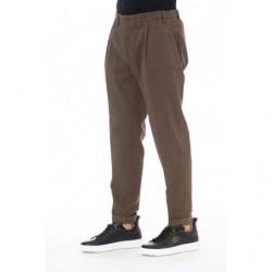 Pantaloni chic in misto cotone marrone - W48
