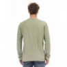 Elegante maglione verde ricamato girocollo - XL