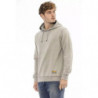 Felpa beige con cappuccio e dettagli a coste fini - M
