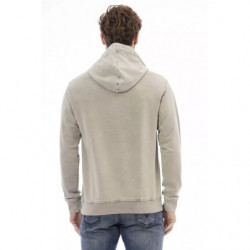 Felpa beige con cappuccio e dettagli a coste fini - M