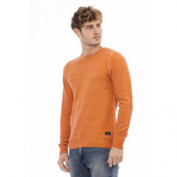 Maglione italiano girocollo in misto lana arancione - XL