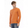 Maglione italiano girocollo in misto lana arancione - XL
