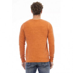 Maglione italiano girocollo in misto lana arancione - XL