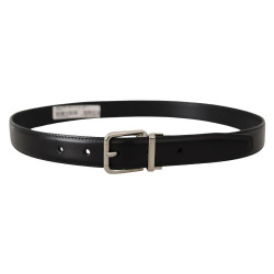 Cintura fibbia metallo logo inciso pelle vitello nera - 75 CM / 30