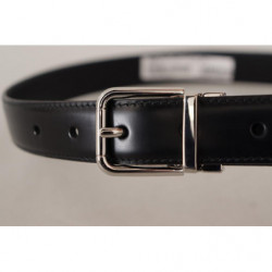 Cintura fibbia metallo logo inciso pelle vitello nera - 75 CM / 30