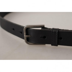 Cintura fibbia metallo logo inciso pelle vitello nera - 90 CM / 36