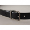 Cintura fibbia metallo logo inciso pelle vitello nera - 95 CM / 38