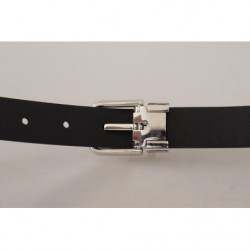 Cintura fibbia metallo logo classico pelle vitello nera - 100 CM /