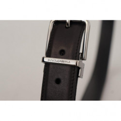 Cintura fibbia metallo logo inciso pelle vitello nera - 90 CM / 36