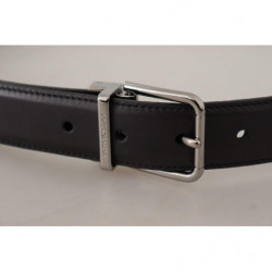 Cintura fibbia metallo logo inciso pelle vitello nera - 90 CM / 36