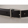 Cintura fibbia metallo logo inciso pelle vitello nera - 90 CM / 36