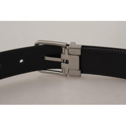 Cintura fibbia metallo logo inciso pelle vitello nera - 90 CM / 36