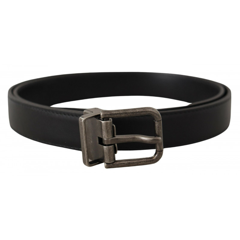 Cintura fibbia metallo logo vintage pelle nera - 85 CM / 34 INCHES