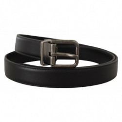 Cintura fibbia metallo logo vintage pelle nera - 85 CM / 34 INCHES