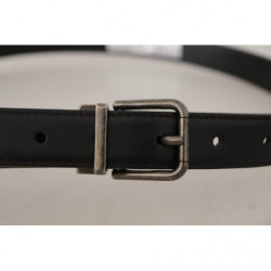 Cintura fibbia metallo logo vintage pelle nera - 85 CM / 34 INCHES