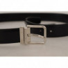 Cintura fibbia metallo tono argento pelle vitello nera - 85 CM / 34