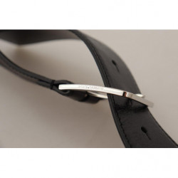 Cintura fibbia metallo logo inciso pelle vitello nera - 85 CM / 34