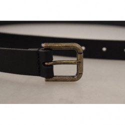 Cintura fibbia metallo ottone logo pelle vitello nera - 90 CM / 36