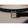 Cintura fibbia metallo logo inciso pelle vitello nera - 90 CM / 36