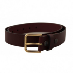 Cintura fibbia metallo color oro pelle vitello marrone - 90 CM / 36