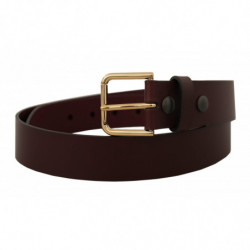 Cintura fibbia metallo color oro pelle vitello marrone - 90 CM / 36