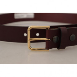 Cintura fibbia metallo color oro pelle vitello marrone - 90 CM / 36
