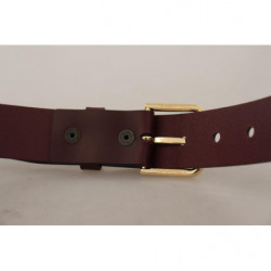 Cintura fibbia metallo color oro pelle vitello marrone - 90 CM / 36
