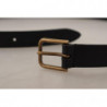 Cintura fibbia logo inciso ottone pelle vitello nera - 90 CM / 36 I