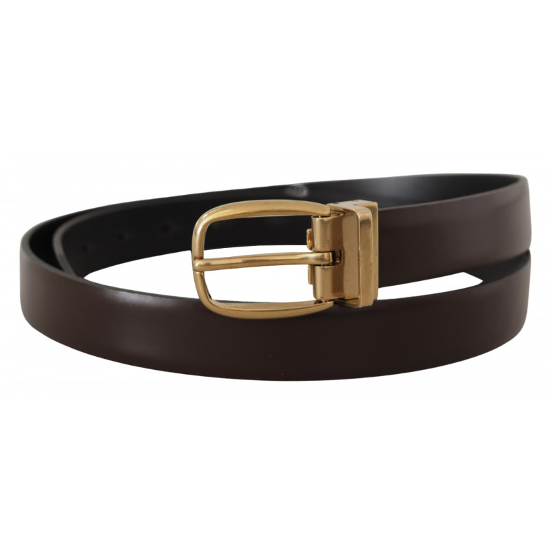 Cintura fibbia metallo color oro pelle vitello marrone - 90 CM / 36