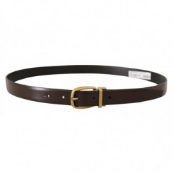 Cintura fibbia metallo color oro pelle vitello marrone - 90 CM / 36