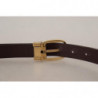 Fibbia metallo color oro pelle vitello marrone scuro - 80 CM / 32 I