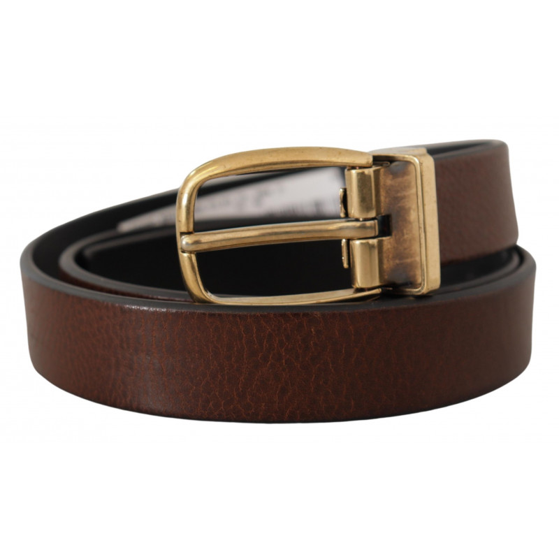 Cintura fibbia metallo logo classico pelle vitello marrone - 80 CM