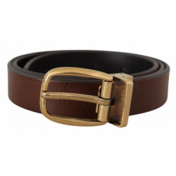 Cintura fibbia metallo logo classico pelle vitello marrone - 80 CM